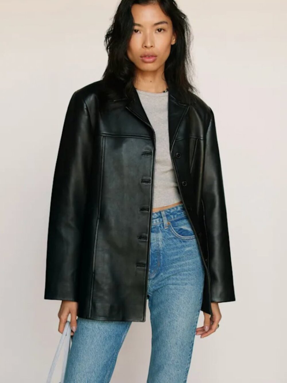 NWT REFORMATION Veda Sutton, Black Leather, size XXS